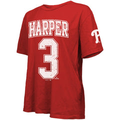 Red Bryce Harper Philadelphia Phillies Majestic Threads Women's Oversized Name & Number T-Shirt