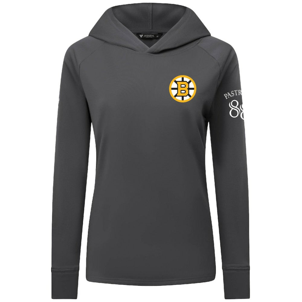 NHL David Pastrnak Boston Bruins Levelwear Women's Impression Name & Number Raglan Hoodie
