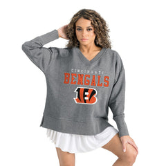 Gameday Couture Women's French Terry V-Neck Pullover Sweatshirt - Cincinnati Bengals Pullover