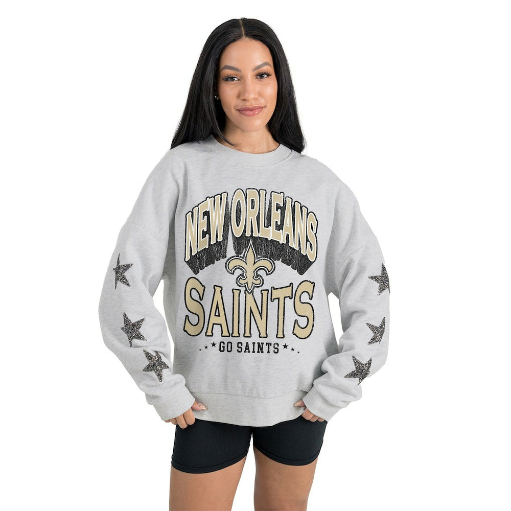 Gameday Couture Women's Resilience Relaxed Rhinestone Pullover Sweatshirt - New Orleans Saints Pullover