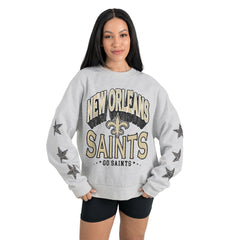 Gameday Couture Women's Resilience Relaxed Rhinestone Pullover Sweatshirt - New Orleans Saints Pullover