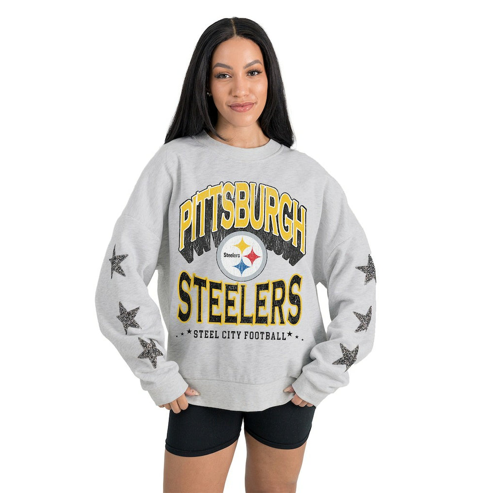 Gameday Couture Women's Resilience Relaxed Rhinestone Pullover Sweatshirt - Pittsburgh Steelers Pullover