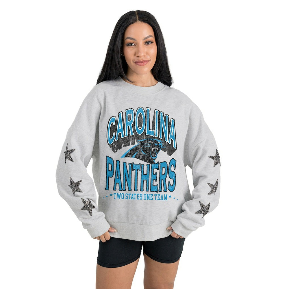Gameday Couture Women's Resilience Relaxed Rhinestone Pullover Sweatshirt - Carolina Panthers Pullover