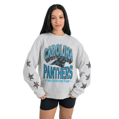 Gameday Couture Women's Resilience Relaxed Rhinestone Pullover Sweatshirt - Carolina Panthers Pullover