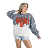 Gameday Couture Women's Oversized Faded Wash Tri-Blend Pullover Sweatshirt - Cleveland Browns Pullover