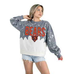 Gameday Couture Women's Oversized Faded Wash Tri-Blend Pullover Sweatshirt - Chicago Bears Pullover