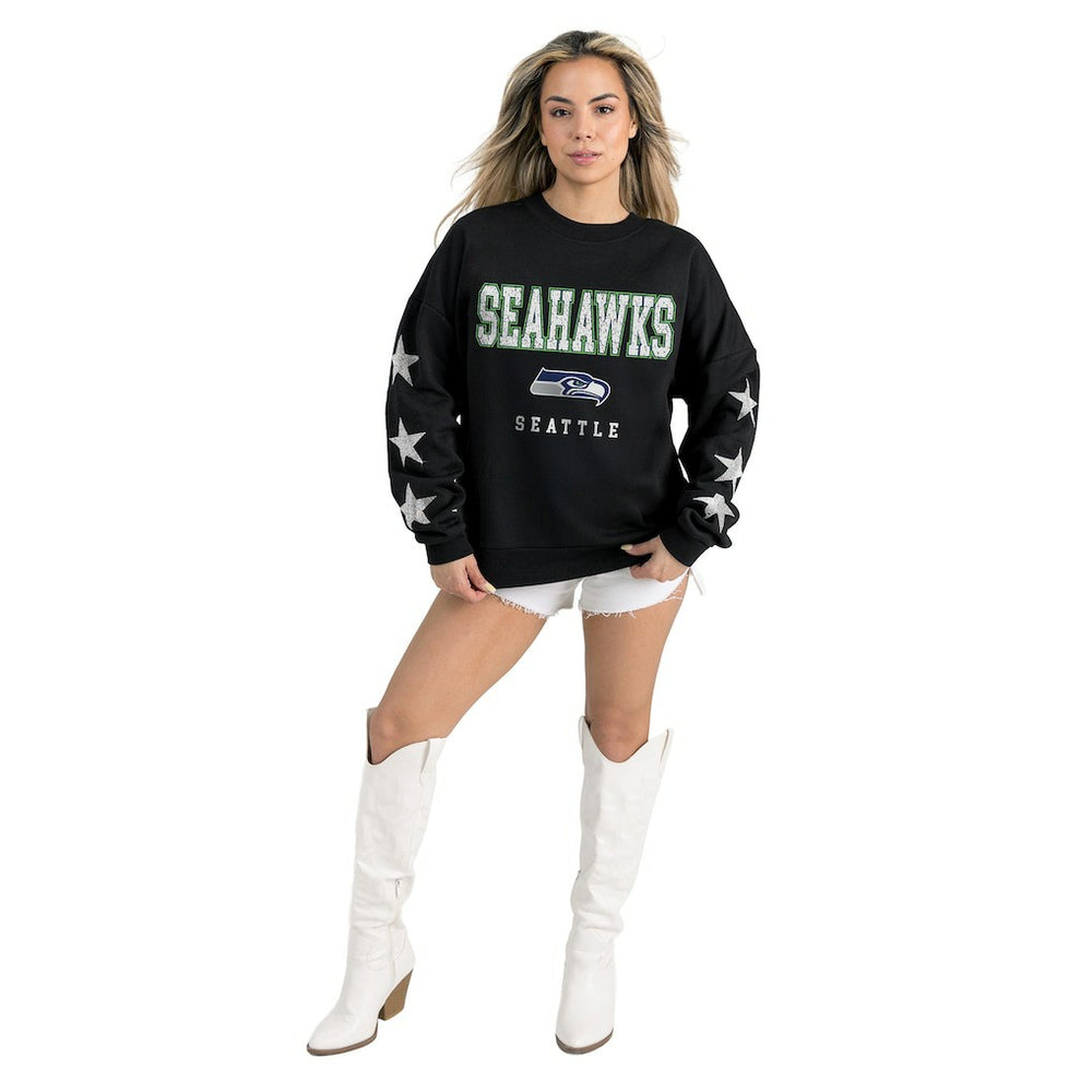 Gameday Couture Women's Velocity Relaxed Rhinestone Pullover Sweatshirt - Seattle Seahawks Pullover