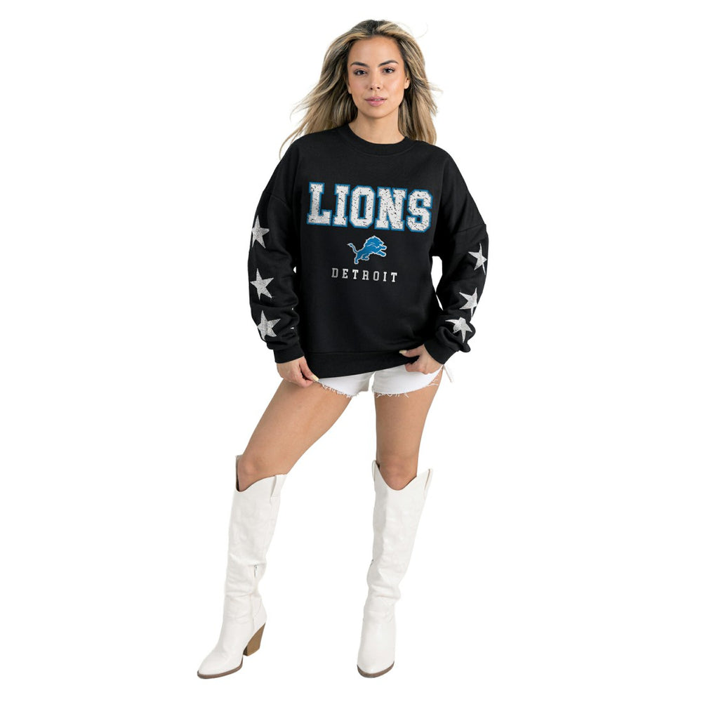 Gameday Couture Women's Velocity Relaxed Rhinestone Pullover Sweatshirt - Detroit Lions Pullover