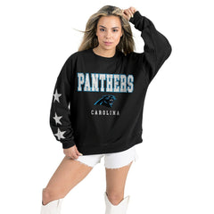 Gameday Couture Women's Velocity Relaxed Rhinestone Pullover Sweatshirt - Carolina Panthers Pullover