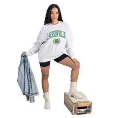 Gameday Couture Women's Traditional Logo Oversized Premium Fleece Pullover Sweatshirt - Jacksonville Jaguars Pullover