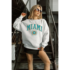 Gameday Couture Women's Traditional Logo Oversized Premium Fleece Pullover Sweatshirt - Miami Dolphins Pullover