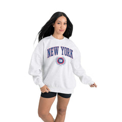 Gameday Couture Women's Traditional Logo Oversized Premium Fleece Pullover Sweatshirt - New York Giants Pullover