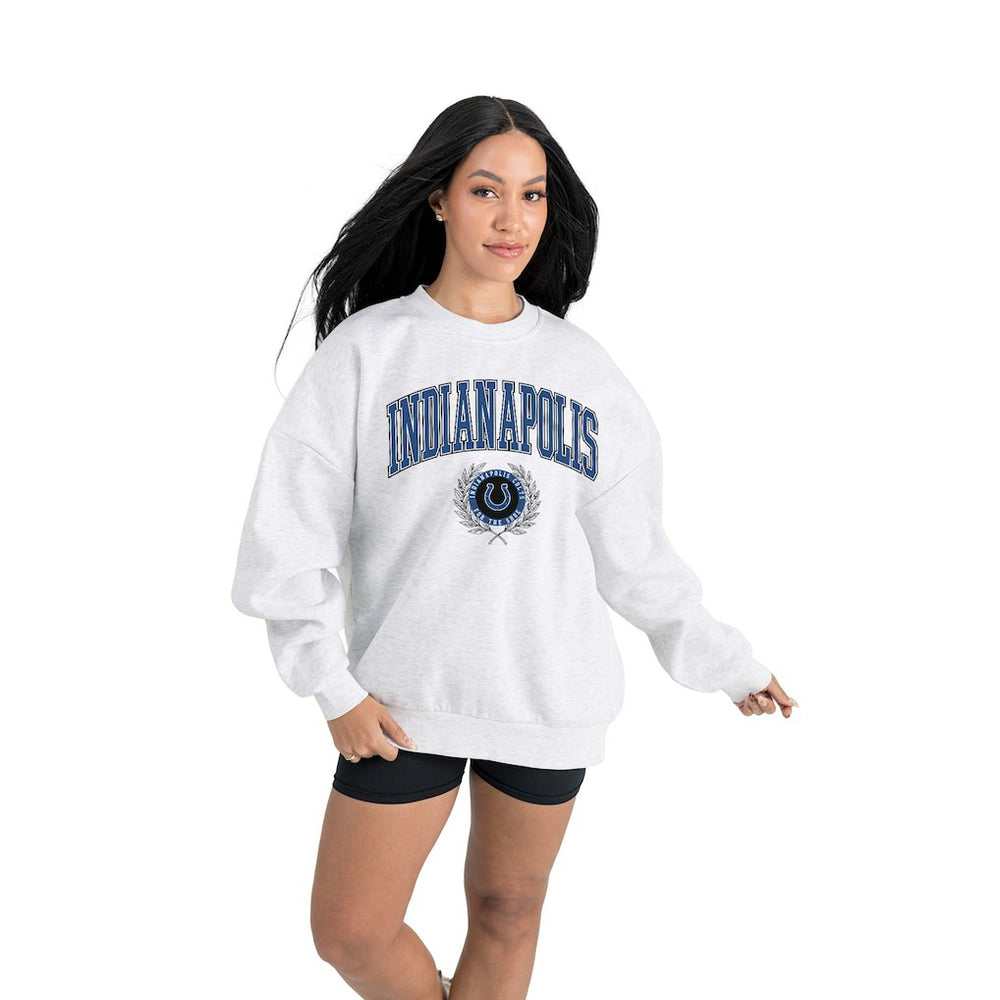 Gameday Couture Women's Traditional Logo Oversized Premium Fleece Pullover Sweatshirt - Indianapolis Colts Pullover