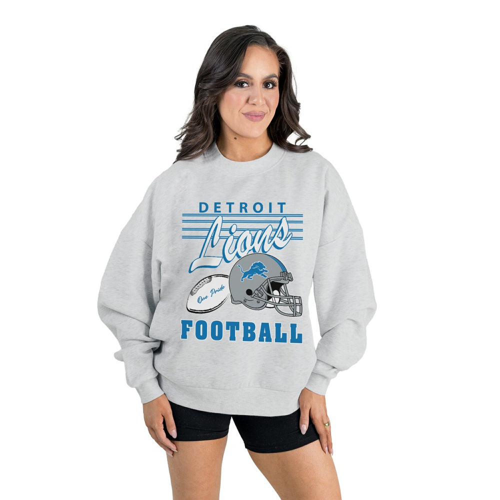 Gameday Couture Women's Home Turf Oversized Premium Fleece Pullover Sweatshirt - Detroit Lions Pullover