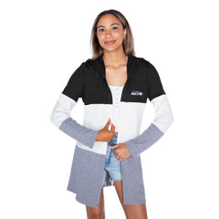 Gameday Couture Women's Tri-Blend Color Block Lightweight Cardigan Hoodie - Seattle Seahawks Hoodies