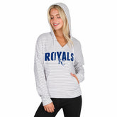 White/Gray Kansas City Royals Concepts Sport Women's Liftoff Striped V-Neck Hoodie