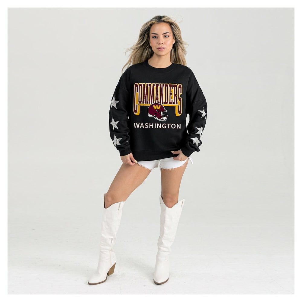 Gameday Couture Women's Pure Victory Rhinestud Star-Sleeve Pullover Sweatshirt - Washington Commanders Pullover
