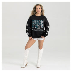 Gameday Couture Women's Pure Victory Rhinestud Star-Sleeve Pullover Sweatshirt - Philadelphia Eagles Pullover