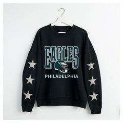 Gameday Couture Women's Pure Victory Rhinestud Star-Sleeve Pullover Sweatshirt - Philadelphia Eagles Pullover
