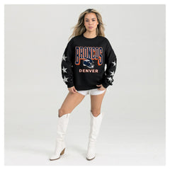 Gameday Couture Women's Pure Victory Rhinestud Star-Sleeve Pullover Sweatshirt - Denver Broncos Pullover