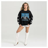 Gameday Couture Women's Pure Victory Rhinestud Star-Sleeve Pullover Sweatshirt - Carolina Panthers Pullover