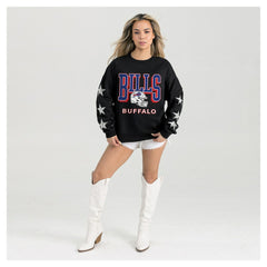 Gameday Couture Women's Pure Victory Rhinestud Star-Sleeve Pullover Sweatshirt - Buffalo Bills Pullover