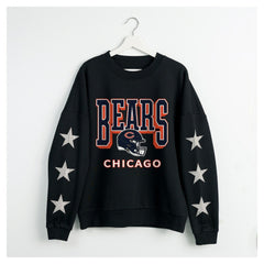 Gameday Couture Women's Pure Victory Rhinestud Star-Sleeve Pullover Sweatshirt - Chicago Bears Pullover