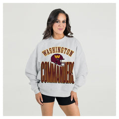 Gameday Couture Women's Fierce Focus Premium Oversized Fleece Pullover Sweatshirt - Washington Commanders Pullover