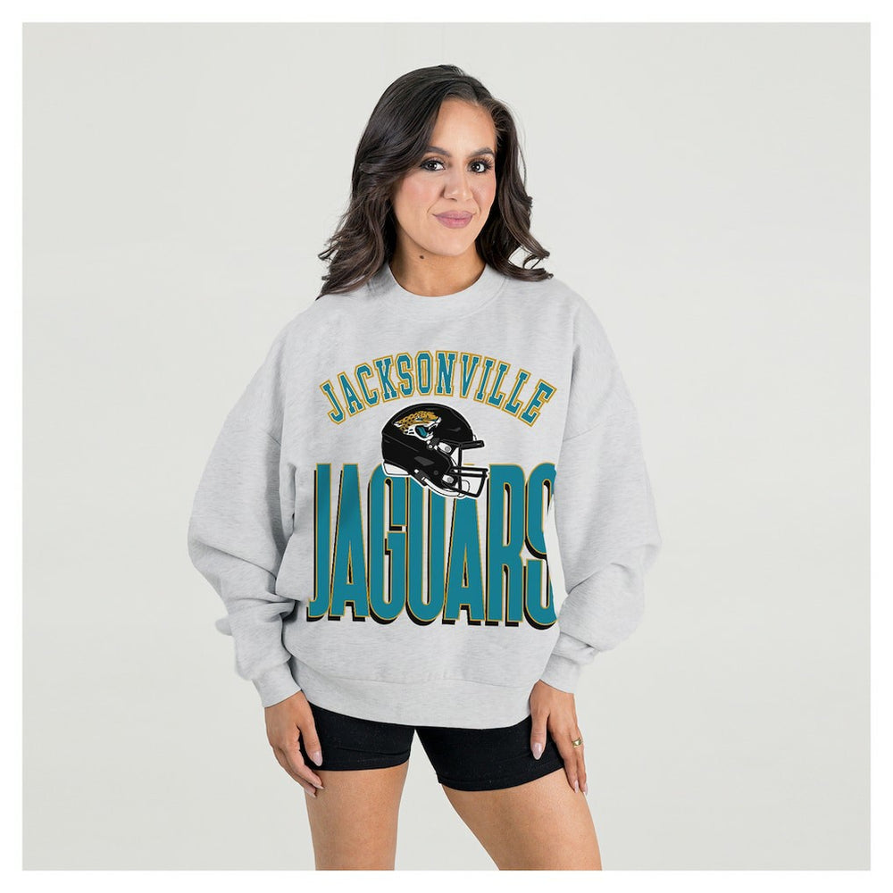 Gameday Couture Women's Fierce Focus Premium Oversized Fleece Pullover Sweatshirt - Jacksonville Jaguars Pullover