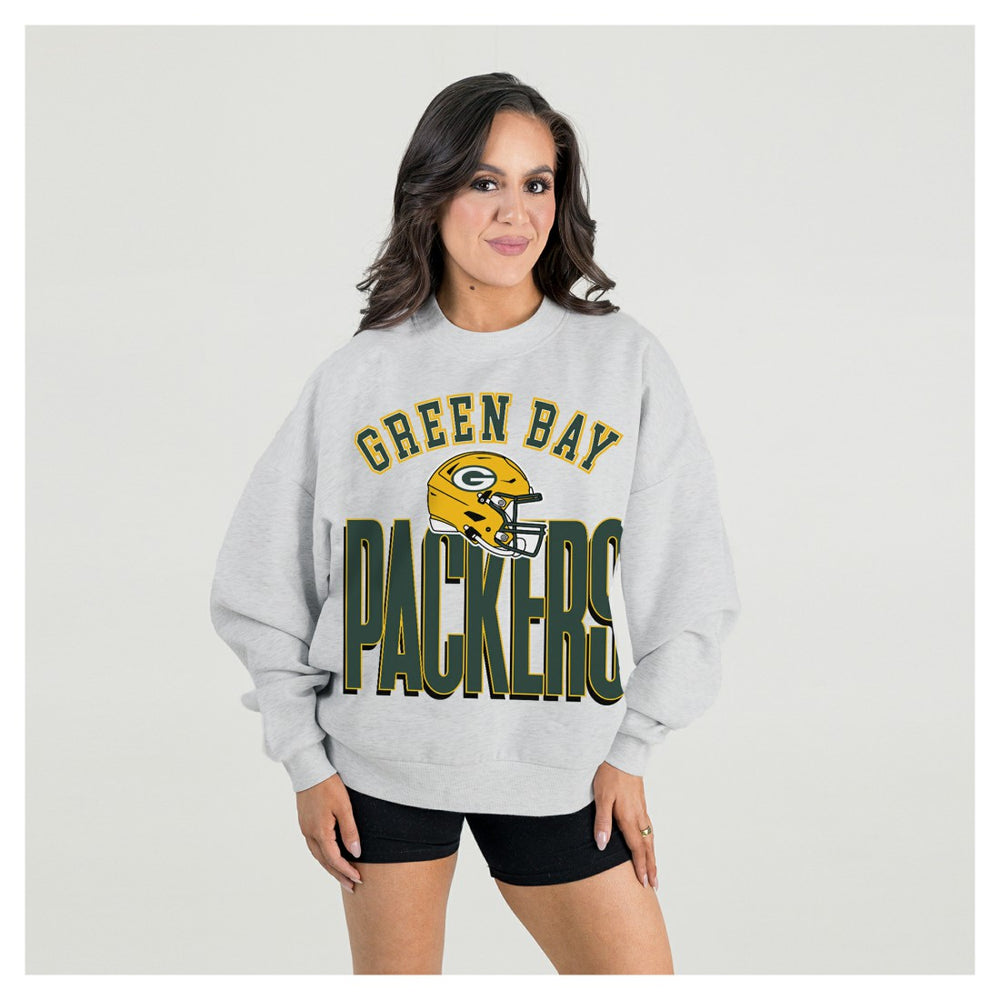Gameday Couture Women's Fierce Focus Premium Oversized Fleece Pullover Sweatshirt - Green Bay Packers Pullover