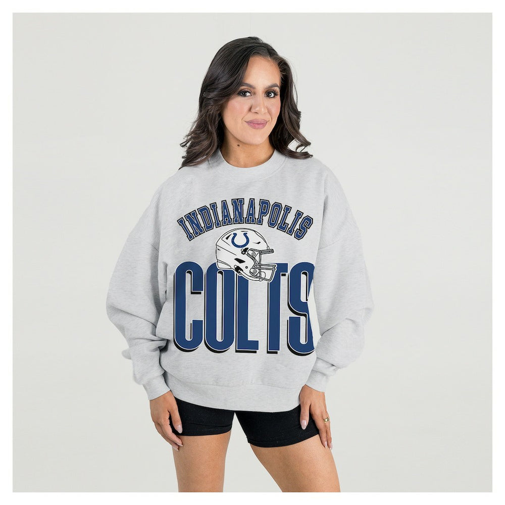 Gameday Couture Women's Fierce Focus Premium Oversized Fleece Pullover Sweatshirt - Indianapolis Colts Pullover