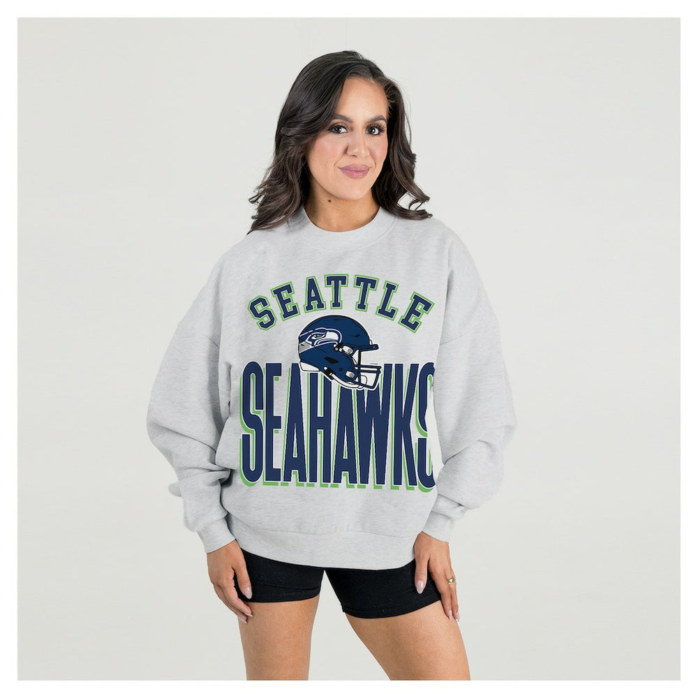 Gameday Couture Women's Fierce Focus Premium Oversized Fleece Pullover Sweatshirt - Seattle Seahawks Pullover