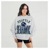 Gameday Couture Women's Fierce Focus Premium Oversized Fleece Pullover Sweatshirt - Seattle Seahawks Pullover