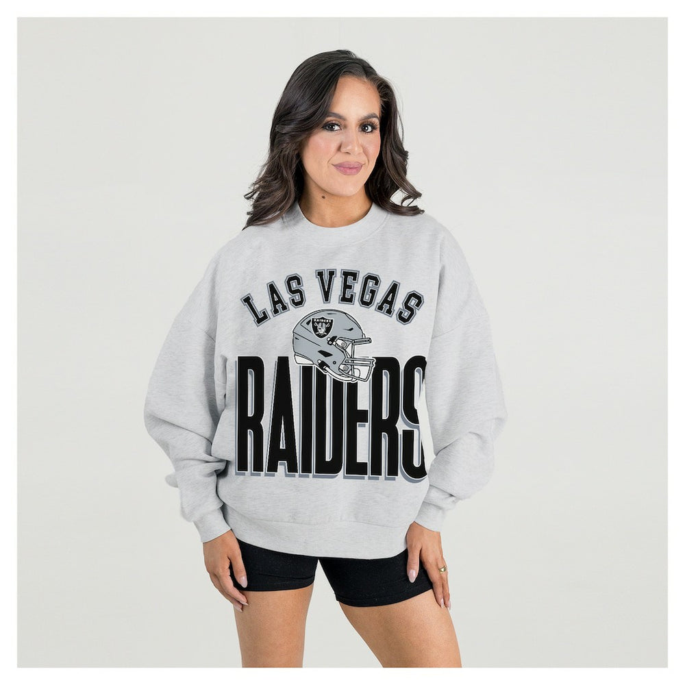 Gameday Couture Women's Fierce Focus Premium Oversized Fleece Pullover Sweatshirt - Las Vegas Raiders Pullover