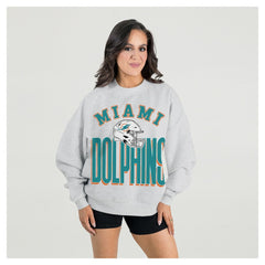 Gameday Couture Women's Fierce Focus Premium Oversized Fleece Pullover Sweatshirt - Miami Dolphins Pullover