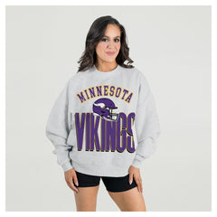 Gameday Couture Women's Fierce Focus Premium Oversized Fleece Pullover Sweatshirt - Minnesota Vikings Pullover