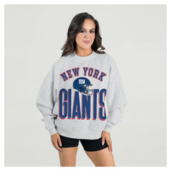 Gameday Couture Women's Fierce Focus Premium Oversized Fleece Pullover Sweatshirt - New York Giants Pullover