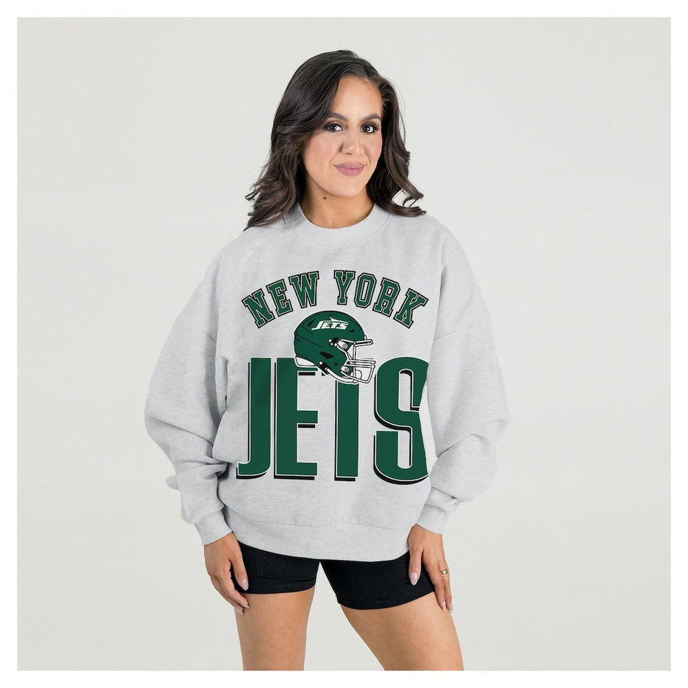 Gameday Couture Women's Fierce Focus Premium Oversized Fleece Pullover Sweatshirt - New York Jets Pullover