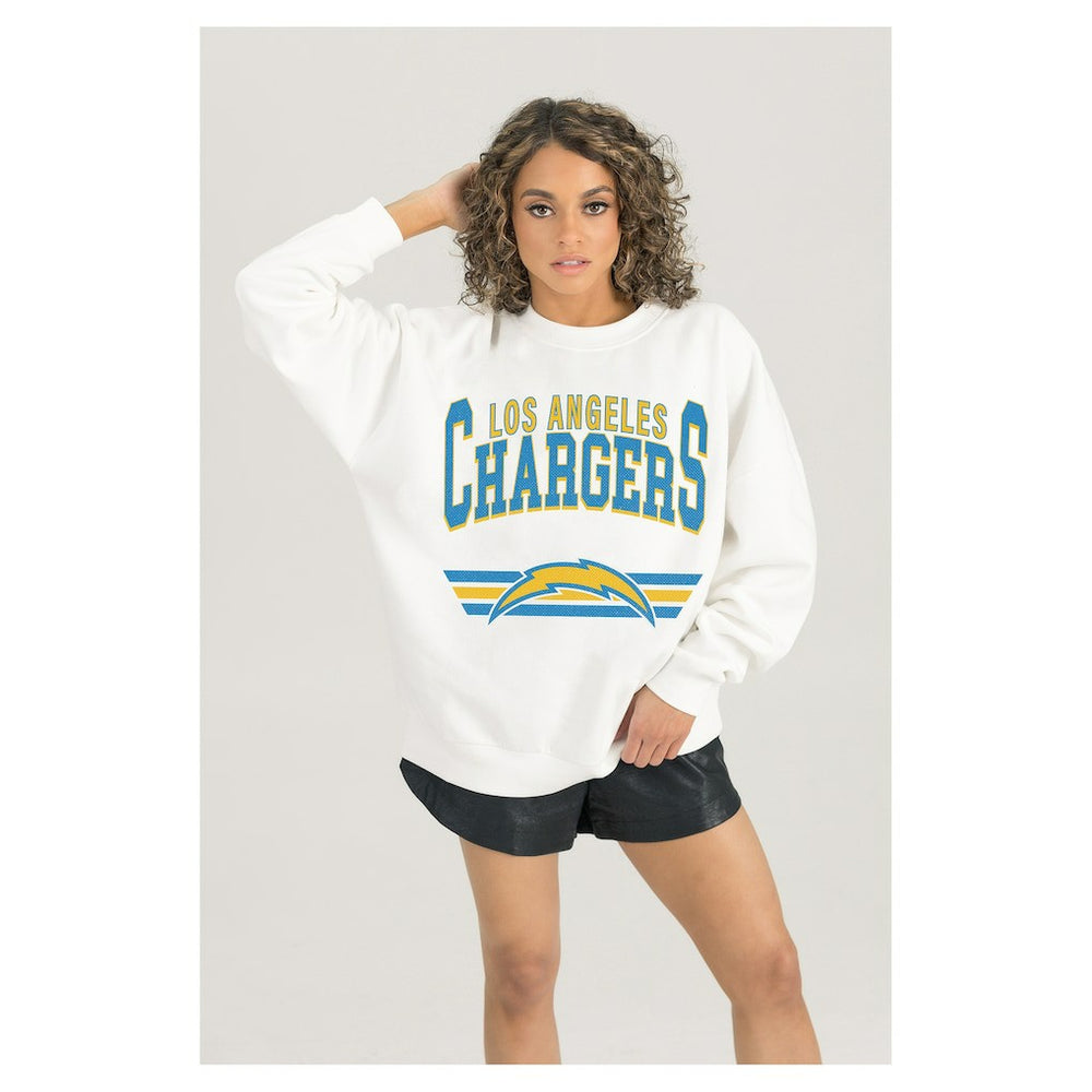 Gameday Couture Women's Swift Strike Premium Oversized Fleece Pullover Sweatshirt - Los Angeles Chargers Pullover