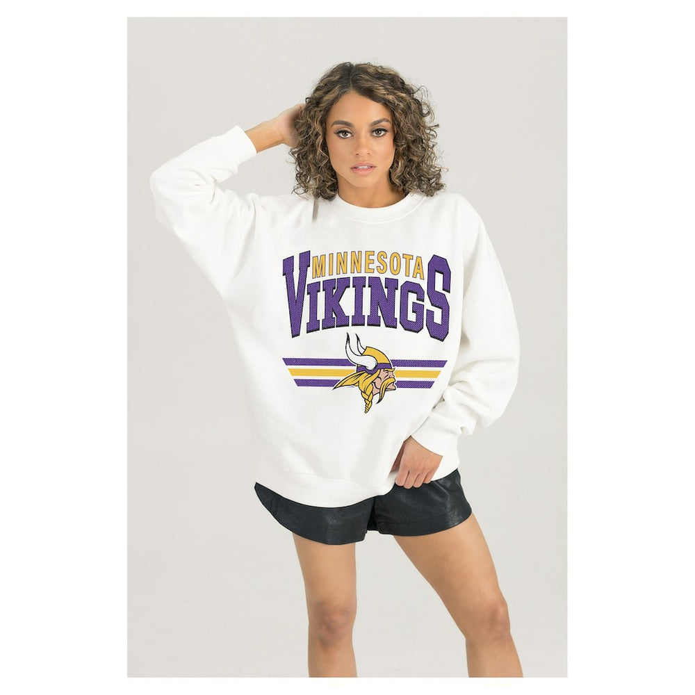 Gameday Couture Women's Swift Strike Premium Oversized Fleece Pullover Sweatshirt - Minnesota Vikings Pullover