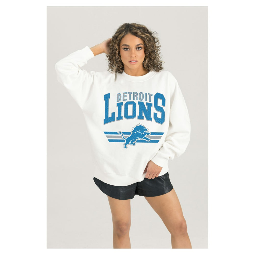 Gameday Couture Women's Swift Strike Premium Oversized Fleece Pullover Sweatshirt - Detroit Lions Pullover