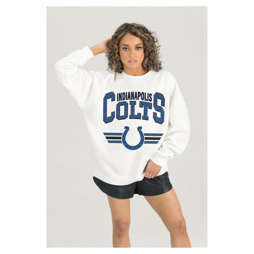 Gameday Couture Women's Swift Strike Premium Oversized Fleece Pullover Sweatshirt - Indianapolis Colts Pullover