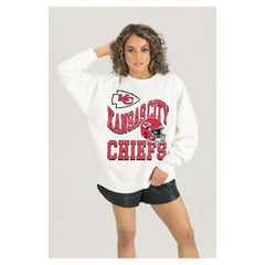 Gameday Couture Women's Oversized Hard Earned Premium Fleece Pullover Sweatshirt - Kansas City Chiefs Pullover
