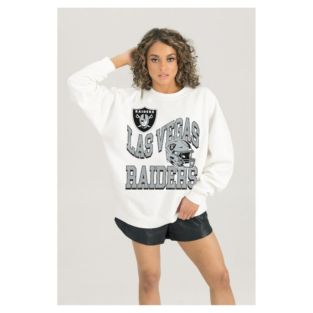 Gameday Couture Women's Oversized Hard Earned Premium Fleece Pullover Sweatshirt - Las Vegas Raiders Pullover