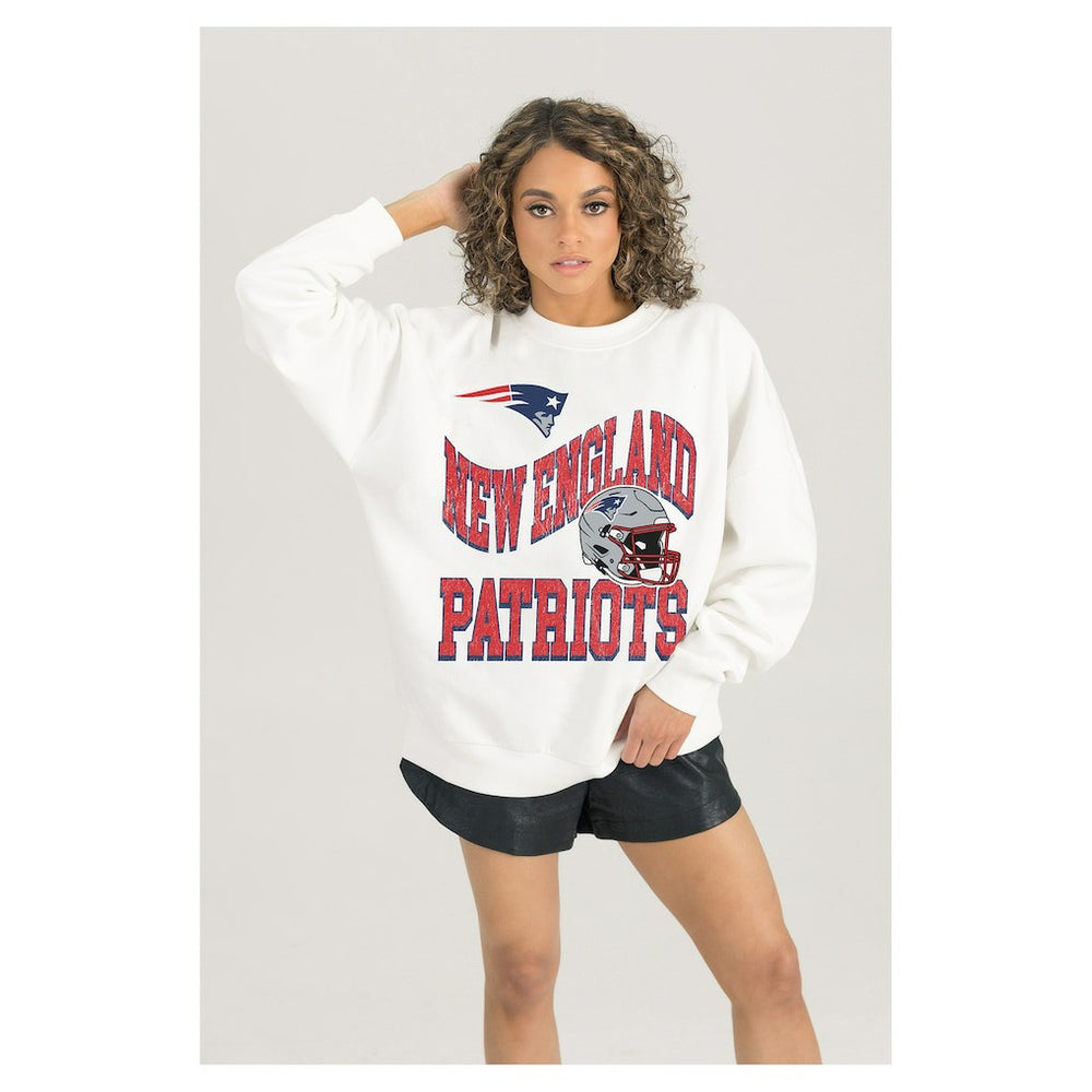 Gameday Couture Women's Oversized Hard Earned Premium Fleece Pullover Sweatshirt - New England Patriots Pullover