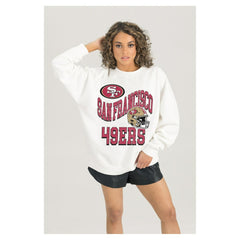 Gameday Couture Women's Oversized Hard Earned Premium Fleece Pullover Sweatshirt - San Francisco 49ers Pullover