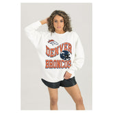 Gameday Couture Women's Oversized Hard Earned Premium Fleece Pullover Sweatshirt - Denver Broncos Pullover