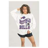 Gameday Couture Women's Oversized Hard Earned Premium Fleece Pullover Sweatshirt - Buffalo Bills Pullover