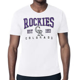White Colorado Rockies Starter Distressed Logo T-Shirt