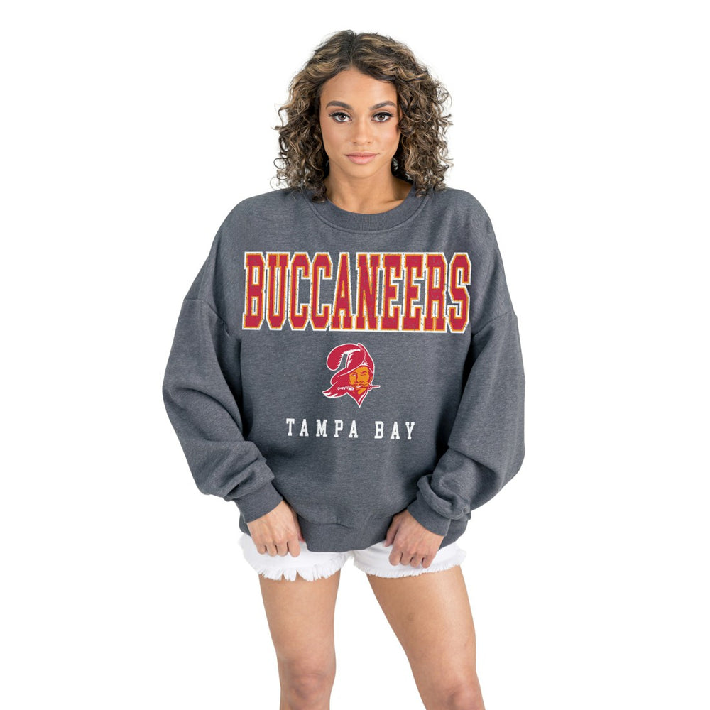Gameday Couture Women's Bring Your Energy Oversized Premium Fleece Pullover Sweatshirt - Tampa Bay Buccaneers Pullover